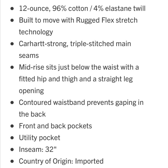 CARHART➕Rugged Flex Slim Fit Twill Work Pants NWT - Picture 12 of 12